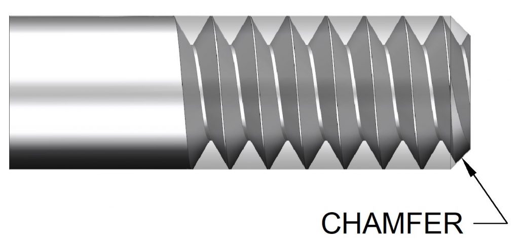 chamfer on a bolt