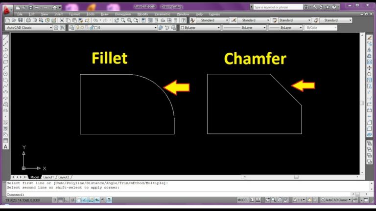 fillets and chamfers command in autoCAD